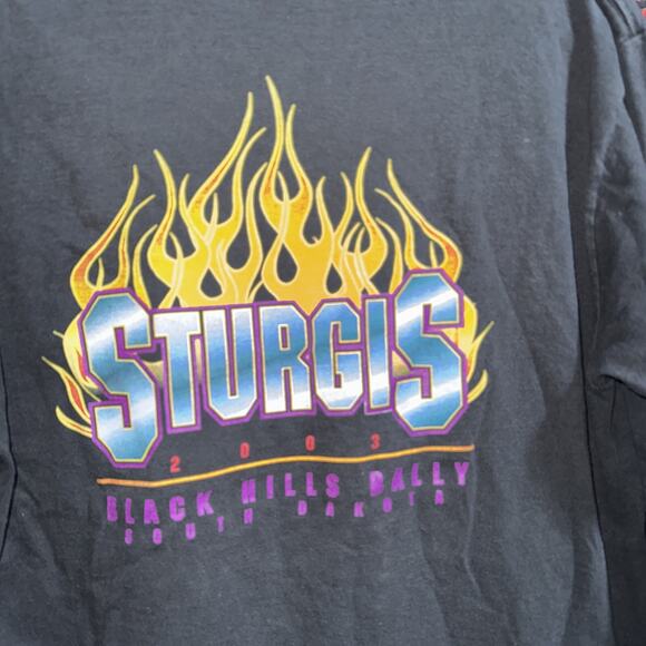 Vintage 2003 Sturgis Black Hills Flaming Eagle Longsleeve Shirt Size Large - Picture 5 of 5